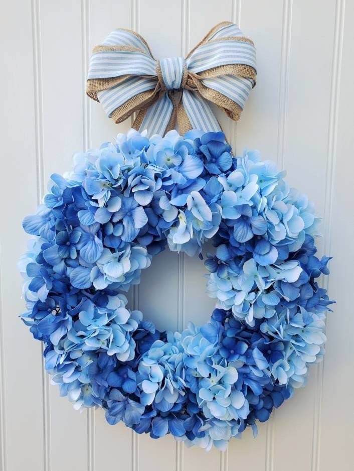 Summer artificial hydrangea wreath