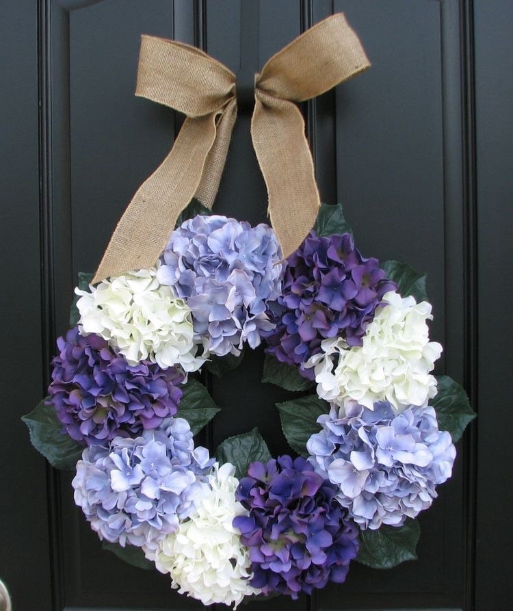 Mixed blue Hydrangea Summer Wreath