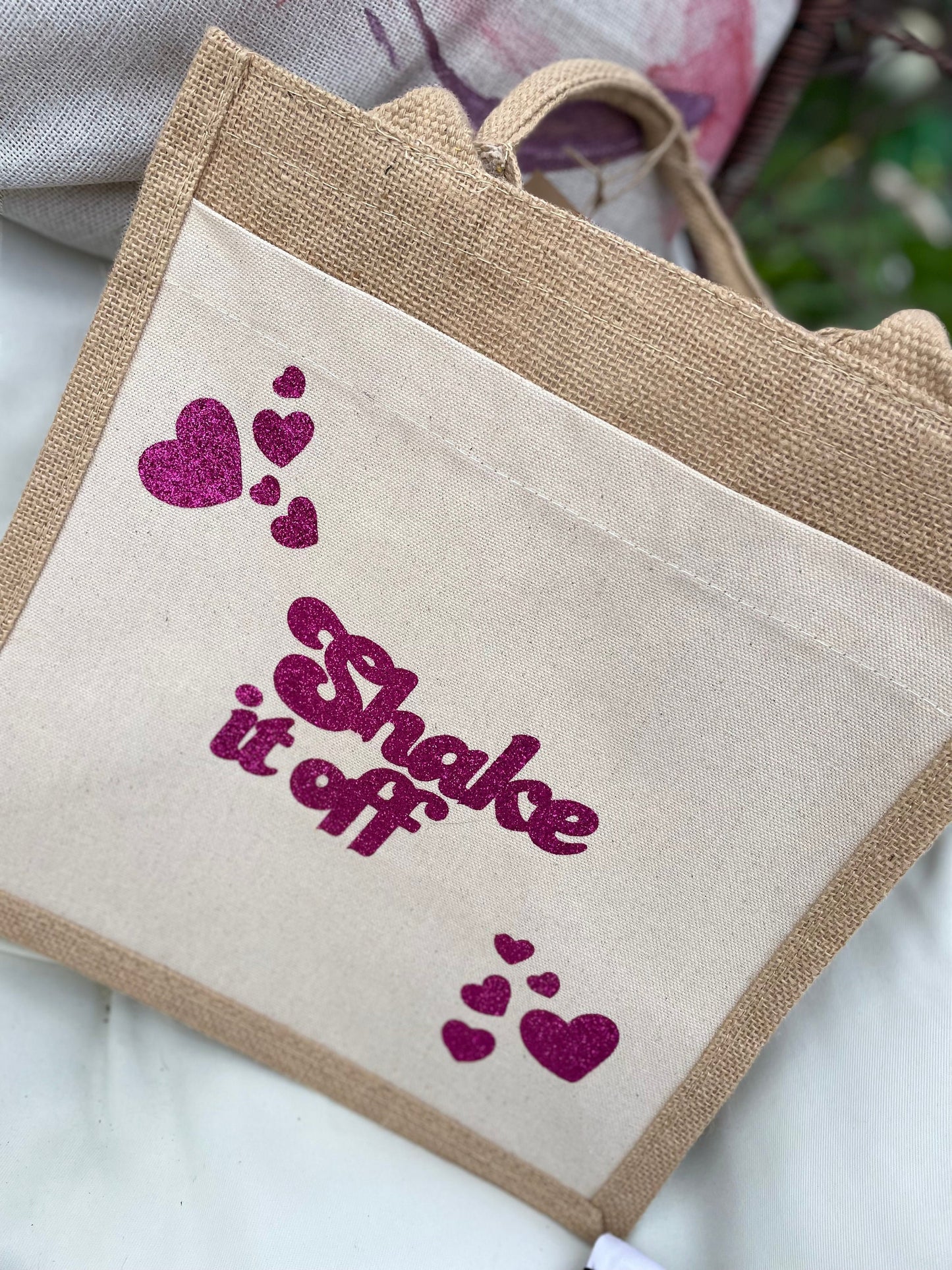 Tote Bag shake it off glitter canvas bag with pocket