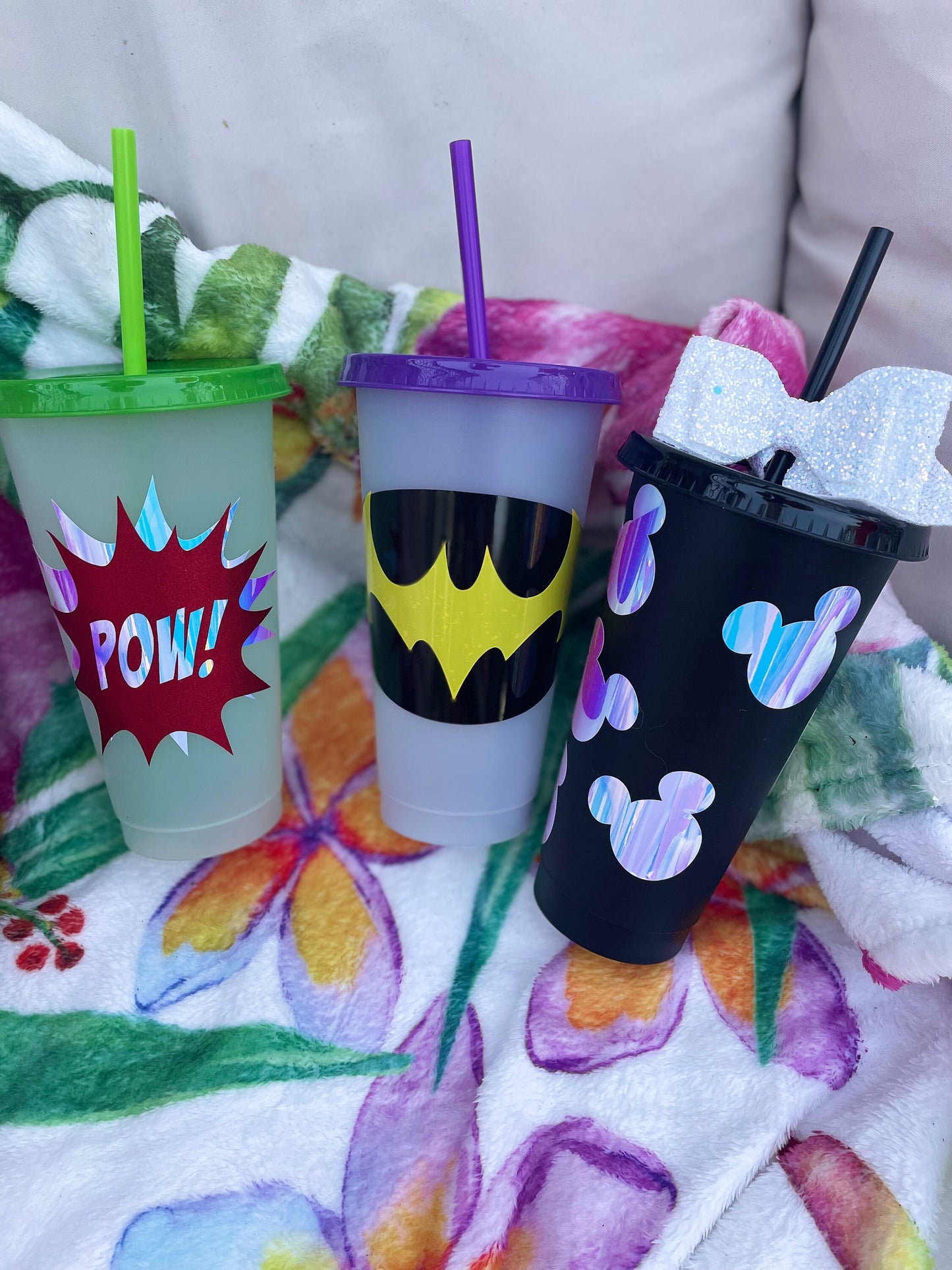 24oz cups / various designs / Gift cups / superhero’s  / mouse / changing colour cups