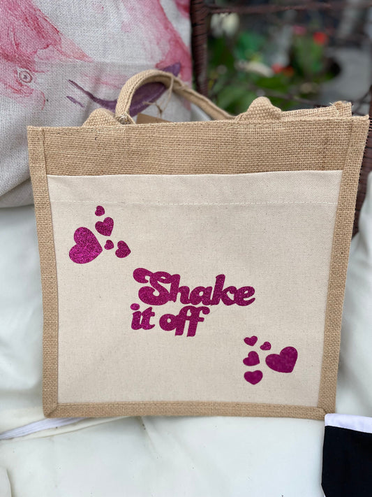 Tote Bag shake it off glitter canvas bag with pocket