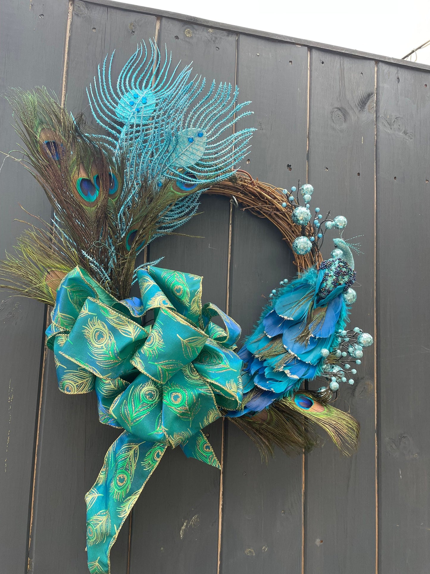 Peacock delight Wreath / door wreath / winter wreath / Christmas wreath /gift