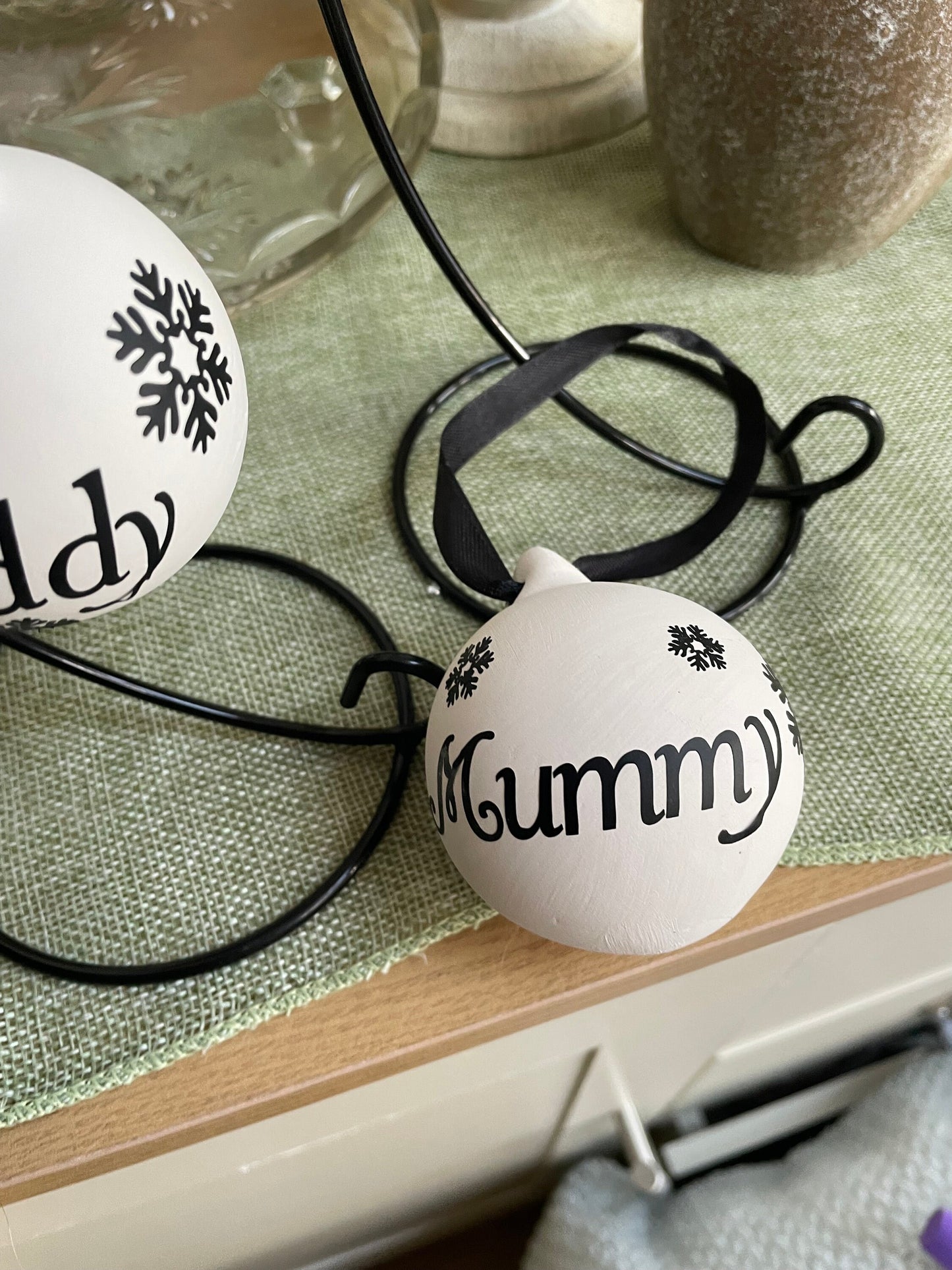 Personlised Ceramic Baubles / personalised / Christmas / keepsake /special event/ just married / 1st Christmas