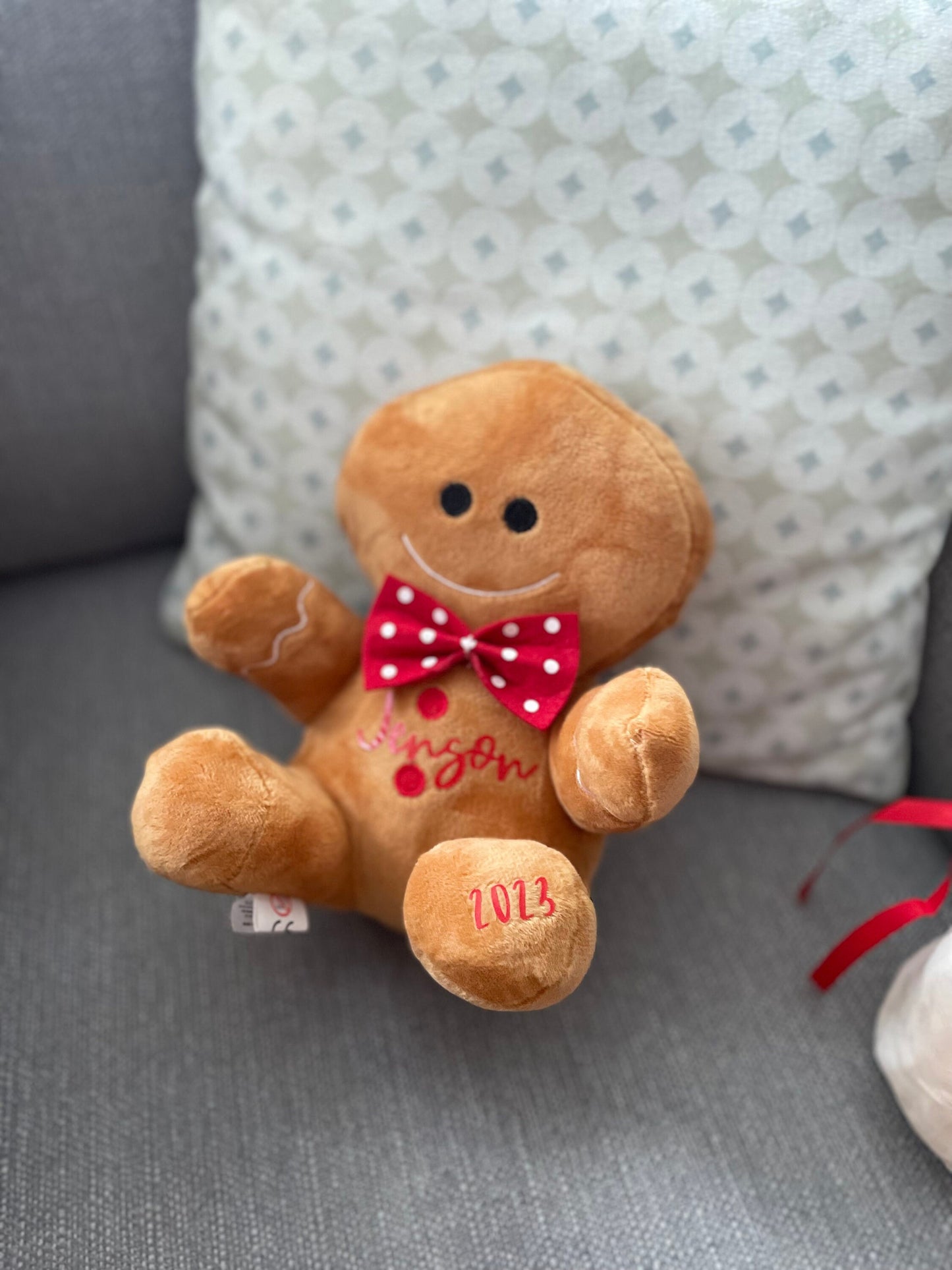 Plush Gingerbread large bow on head people / Gifts/decor/ stocking filler