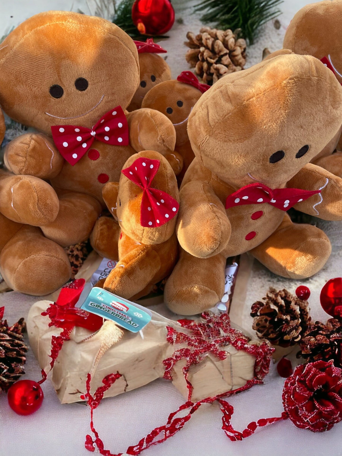 Plush Gingerbread large bow on head people / Gifts/decor/ stocking filler