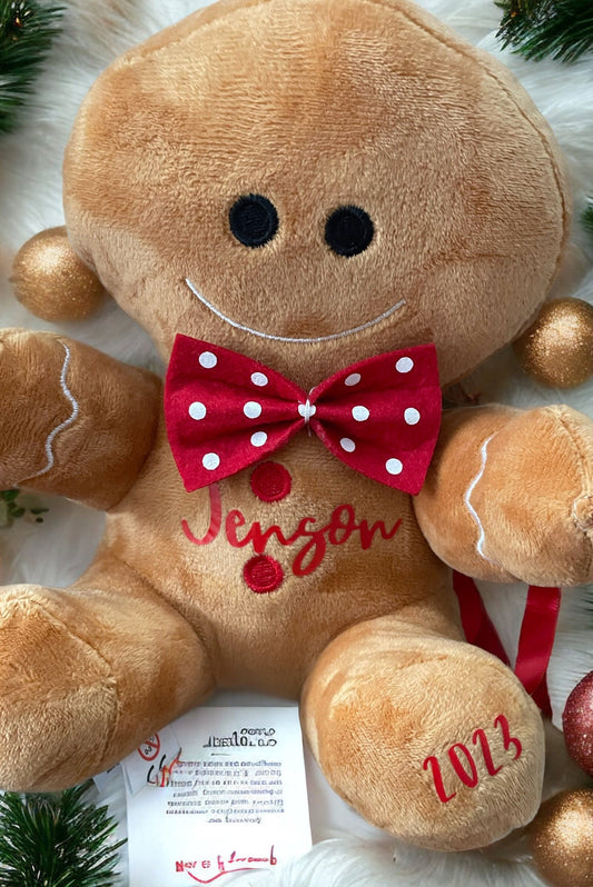 Plush Gingerbread large bow on head people / Gifts/decor/ stocking filler