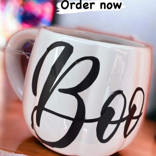 Pumpkin Mug Boo or Personalised/ceramic mug / autumn mug / gift