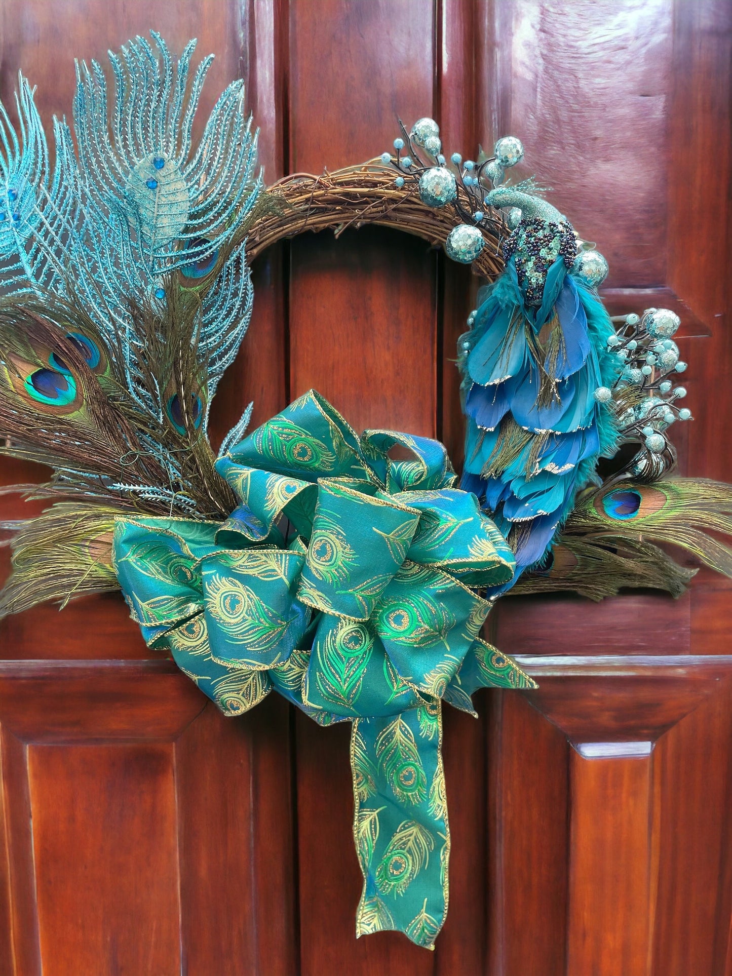 Peacock delight Wreath / door wreath / winter wreath / Christmas wreath /gift