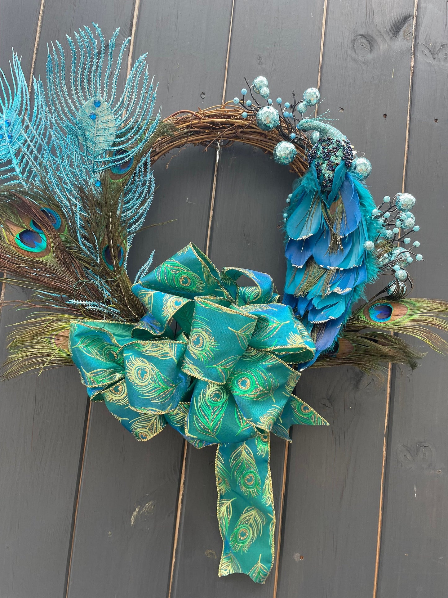 Peacock delight Wreath / door wreath / winter wreath / Christmas wreath /gift