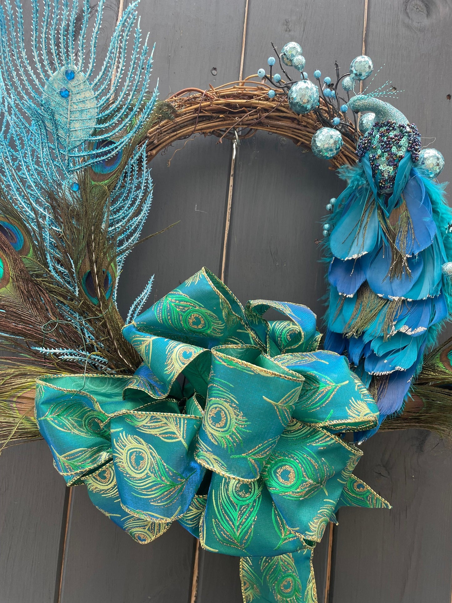 Peacock delight Wreath / door wreath / winter wreath / Christmas wreath /gift