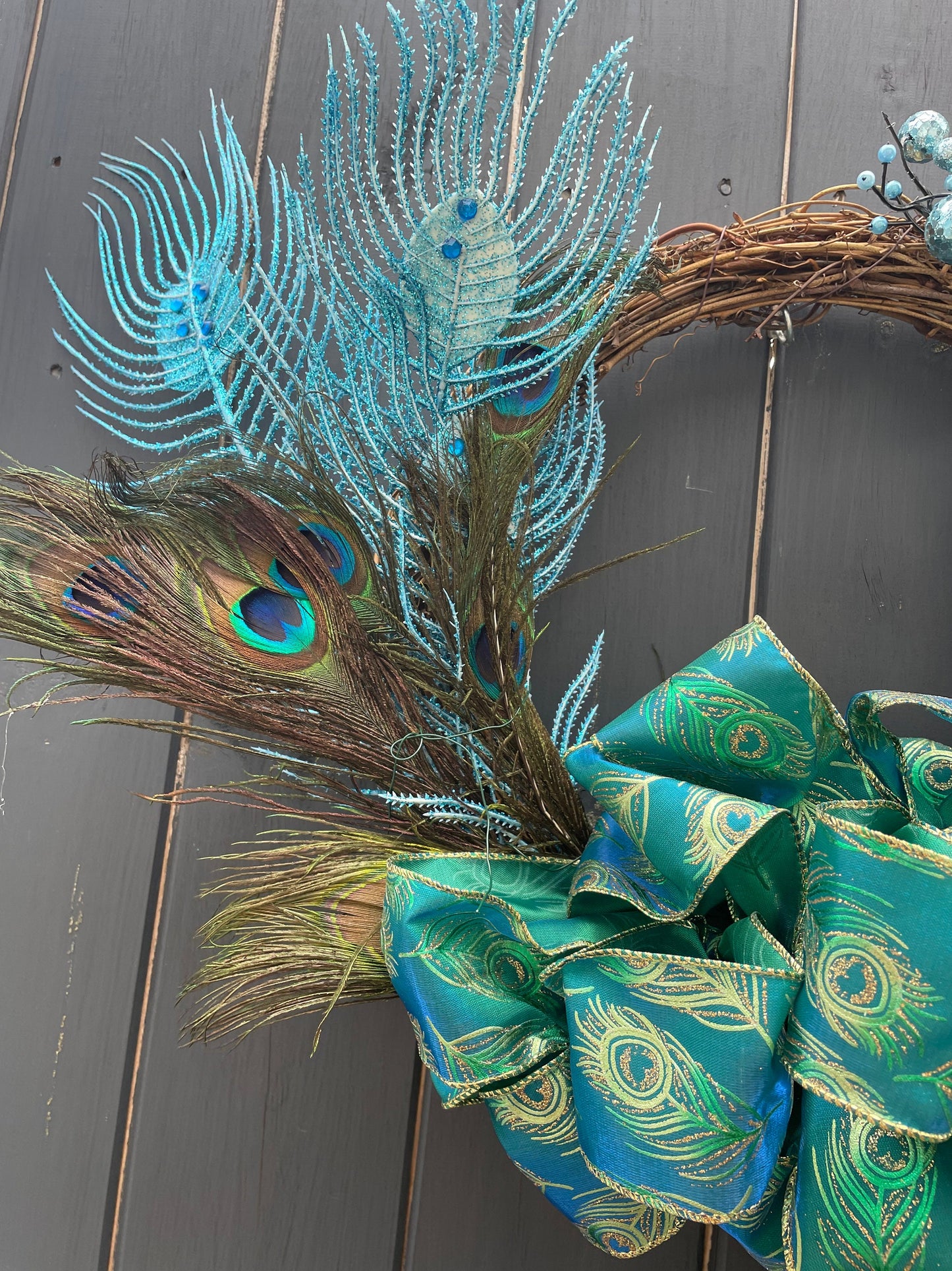 Peacock delight Wreath / door wreath / winter wreath / Christmas wreath /gift