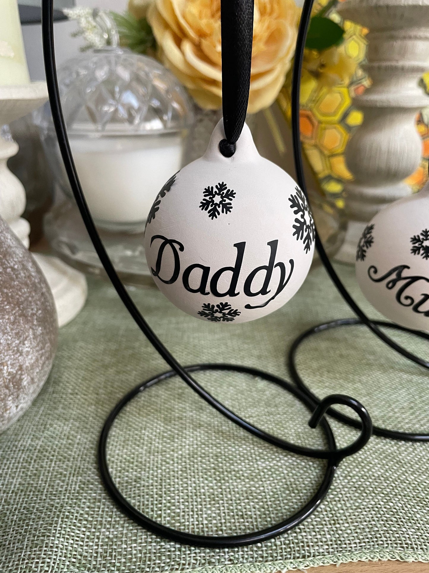 Personlised Ceramic Baubles / personalised / Christmas / keepsake /special event/ just married / 1st Christmas