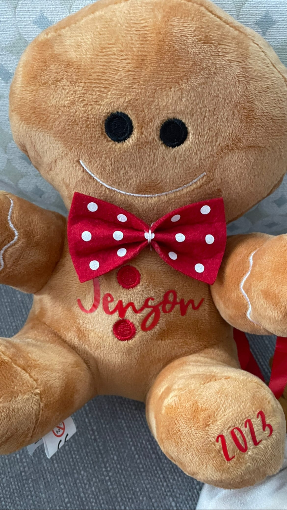 Plush Gingerbread large bow on head people / Gifts/decor/ stocking filler